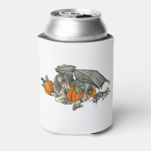 Bat winged Unicorn protecting a pumpkin patch Can Cooler