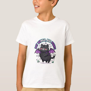 Bat Wings Big Purrs Cute Black Cat Halloween T-Shirt