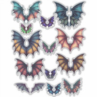 Bat Wings Colour Illustrations ARt Collage sheet 
