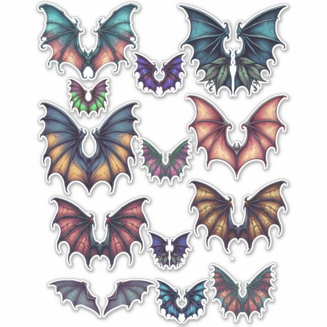 Bat Wings Colour Illustrations ARt Collage sheet  (Front)