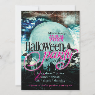 Bat Wings Moon Fairy-tale Halloween Party Invitation