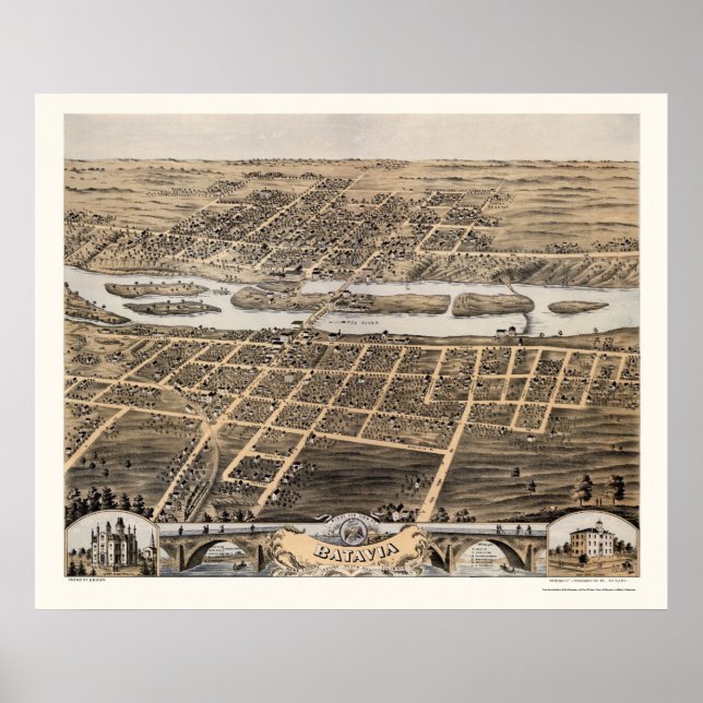 Batavia, IL Panoramic Map - 1869 Poster (Front)