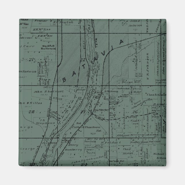 BATAVIA ILLINOIS 1871 MAP FOX RIVER VALLEY MAGNET (Front)