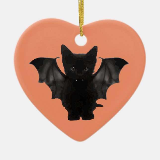 Batcat kitty ceramic tree decoration (Front)