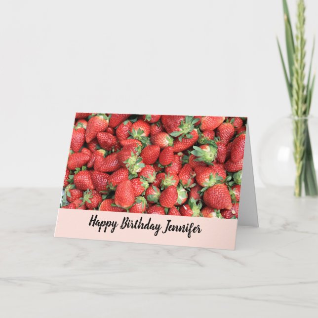Batch of Red Juicy Strawberries Birthday Card (Front)