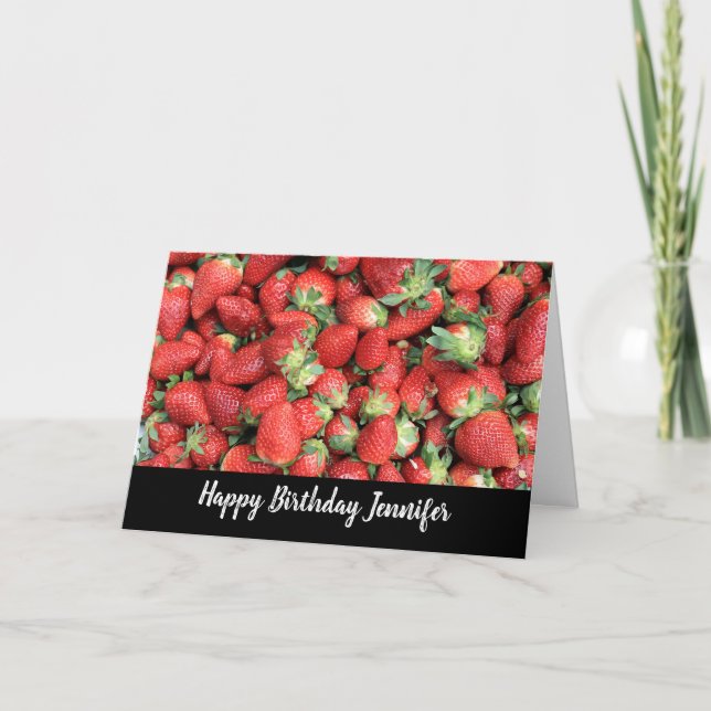 Batch of Red Juicy Strawberries Birthday Card (Front)