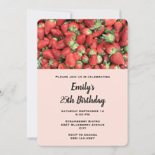 Batch of Red Juicy Strawberries Birthday Invitation