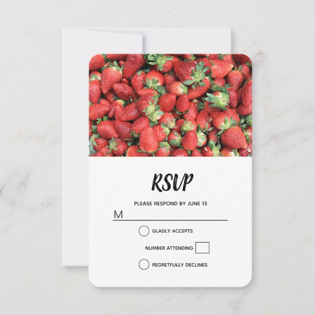 Batch of Red Juicy Strawberries RSVP Card (Front)