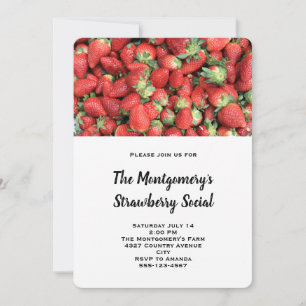Batch of Red Juicy Strawberries -Strawberry Social Invitation