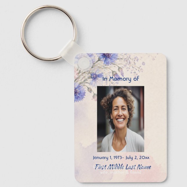 Batchelor Button Memorial on Photo Keepsake Key Ring (Front)