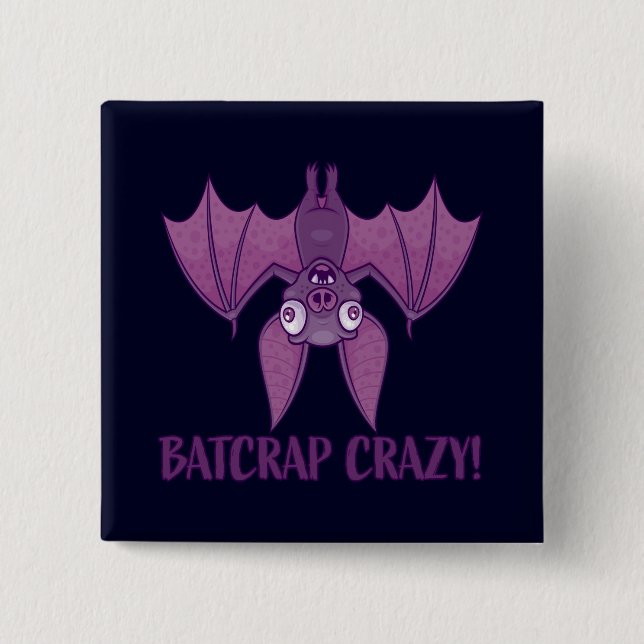 Batcrap Crazy Wacky Cartoon Bat 15 Cm Square Badge (Front)