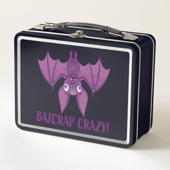 Batcrap Crazy Wacky Cartoon Bat Metal Lunch Box (Front)