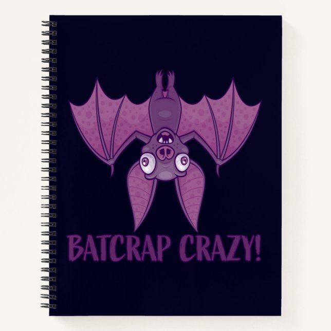 Batcrap Crazy Wacky Cartoon Bat Notebook (Front)