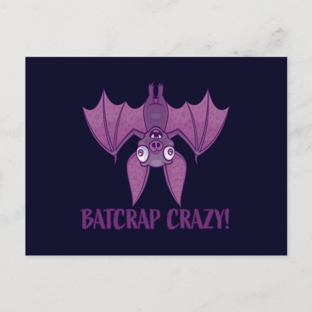 Batcrap Crazy Wacky Cartoon Bat Postcard (Front)