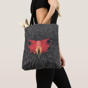 Bateleur Eagle African Bird Portrait Paper Collage Tote Bag