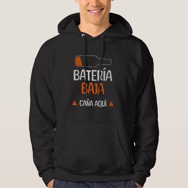 Batería Baja Cerveza Caña Aquí Hoodie (Front)