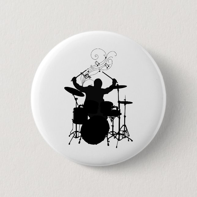 Bateria Silueta con Notas 6 Cm Round Badge (Front)