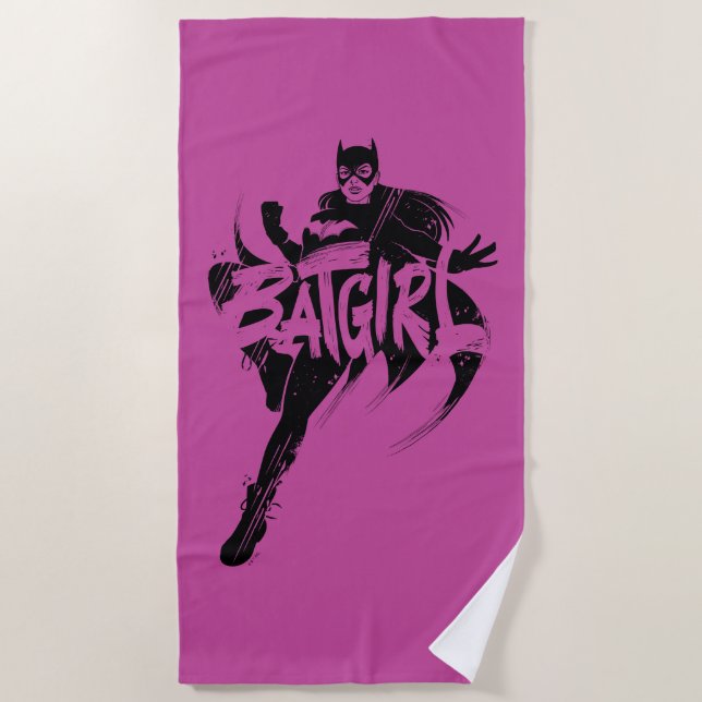 Batgirl Ink Brush Name Beach Towel (Front)