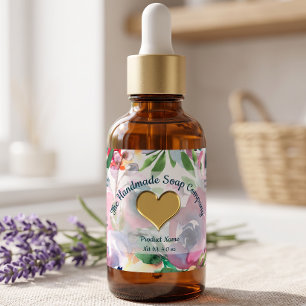 Bath and Body Product Label Blue & Pink Flowers