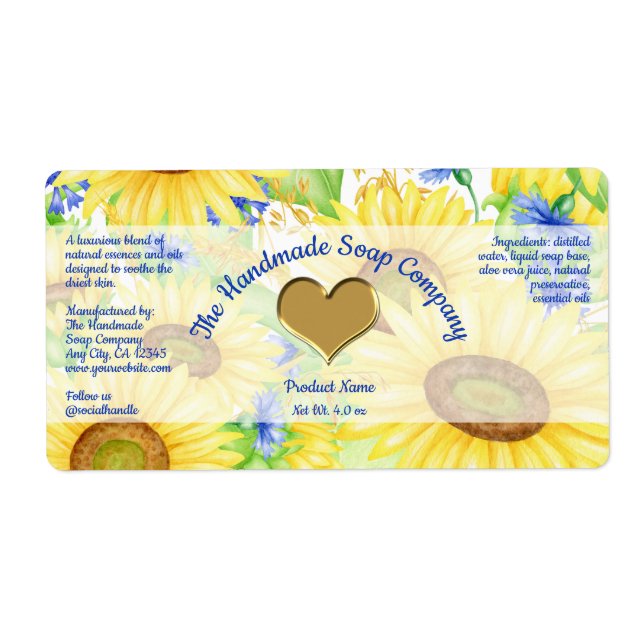 Bath and Body Product Label - Sunflowers - large (Front)