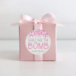 Bath Bomb Baby Shower Favour Tag<br><div class="desc">Girls are the Bomb! Use these adorable pink favour tag stickers to send your baby shower guests home with a gift for themselves - a bath bomb! Also great for birthday party treat bags for a girl's birthday. Matching items included in my Zazzle shop.</div>
