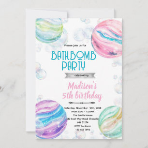 Bath bomb birthday party invitation