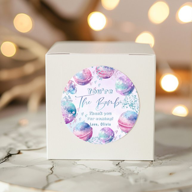 Bath bomb making birthday party thank you classic round sticker (Creator Uploaded)