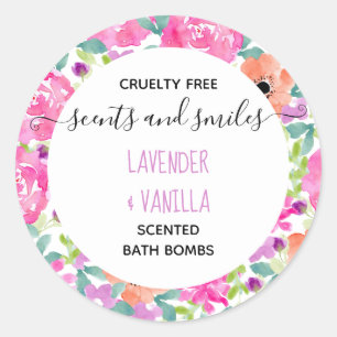 Bath Bomb Pretty Watercolor Floral Product Labels