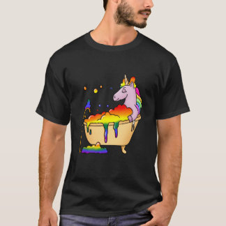 Bath Bomb - Unicorn Bathing in Bathtub LBGT T-Shirt