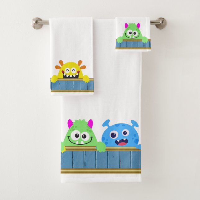Bath Buddy Funny Monsters Kids Towel Set (Insitu)