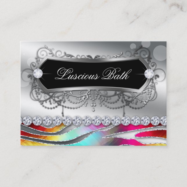 Bath Business Card Nail Salon Zebra Bold (Front)