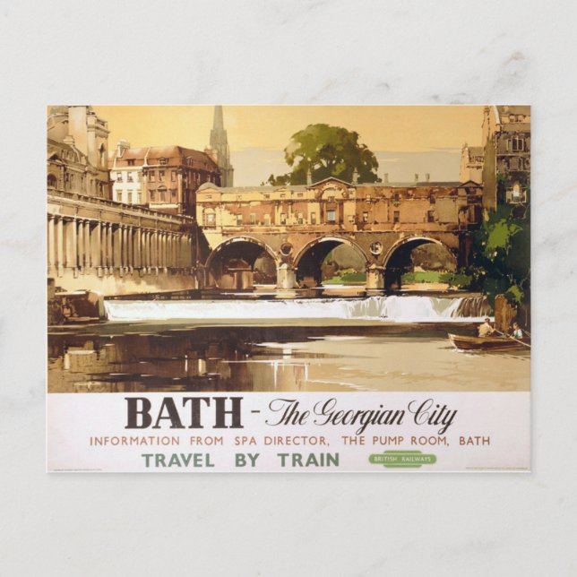 Bath city railway tourist poster postcard (Front)