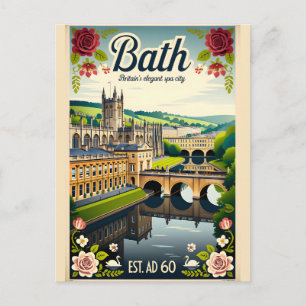 Bath England Retro Travel Poster Art Holiday Postcard