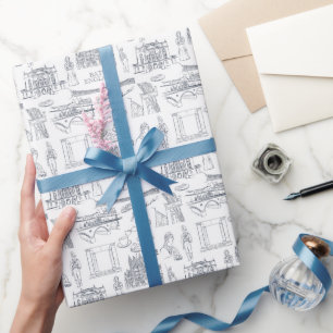 Bath, England Toile style pattern, Jane Austen Wrapping Paper