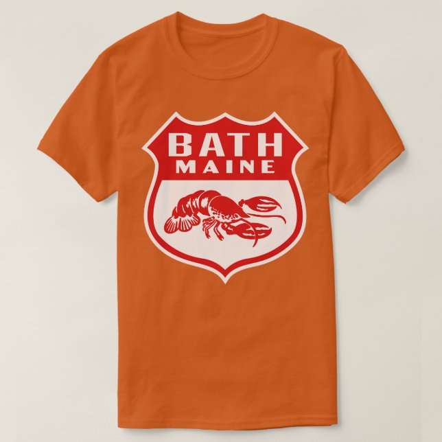 Bath Maine Retro  Shield Red T-Shirt (Design Front)