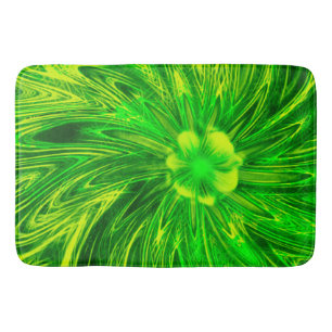 Bath Mat Abstract Lines Green Flower
