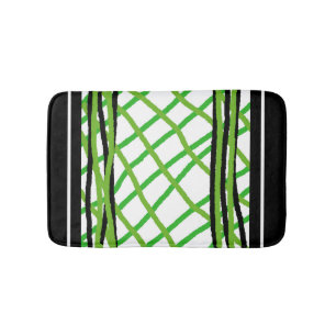 Bath Mat Black and Green Weave