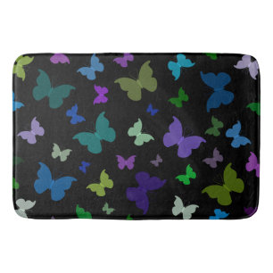 Bath Mat/Black with Butterflies Mat