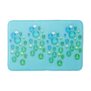 Bath Mat - Blue and Green Bubbles on Aqua