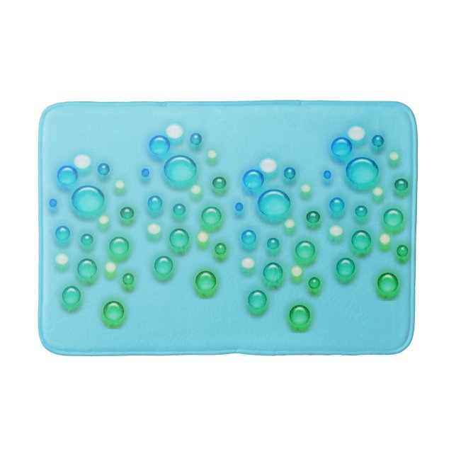 Bath Mat - Blue and Green Bubbles on Aqua (Front)