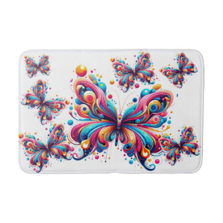 Bath Mat - Colourful Geometric Butterflies
