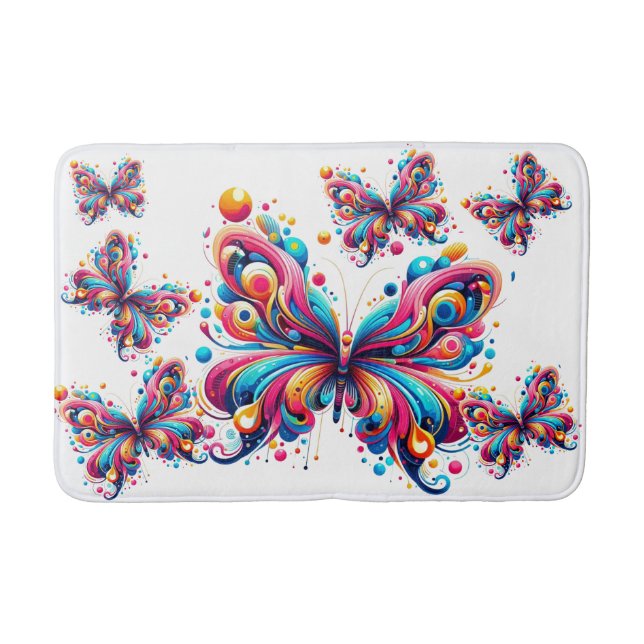 Bath Mat - Colourful Geometric Butterflies (Front)