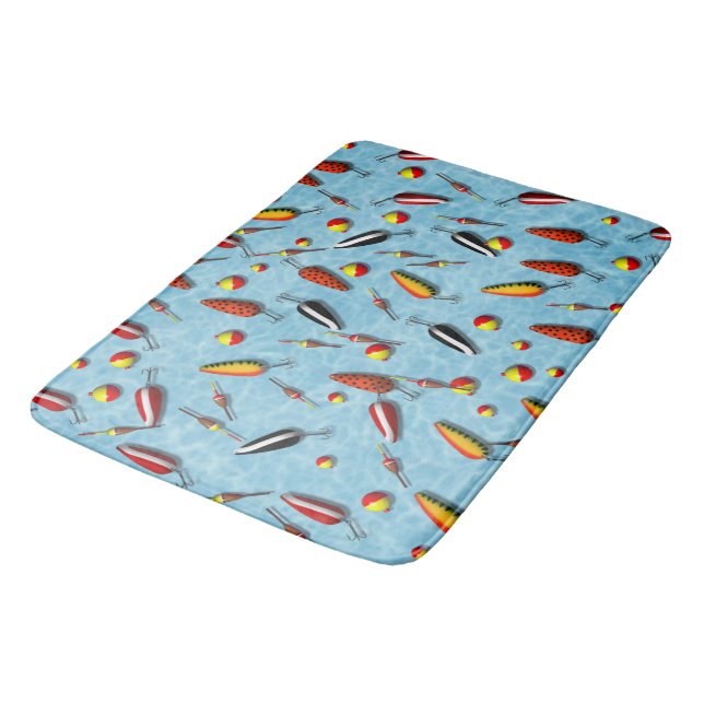 Bath Mat - Fishing Bobs and Lures (Angled)