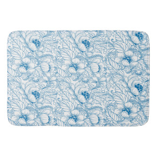 Bath Mat Floral Blue