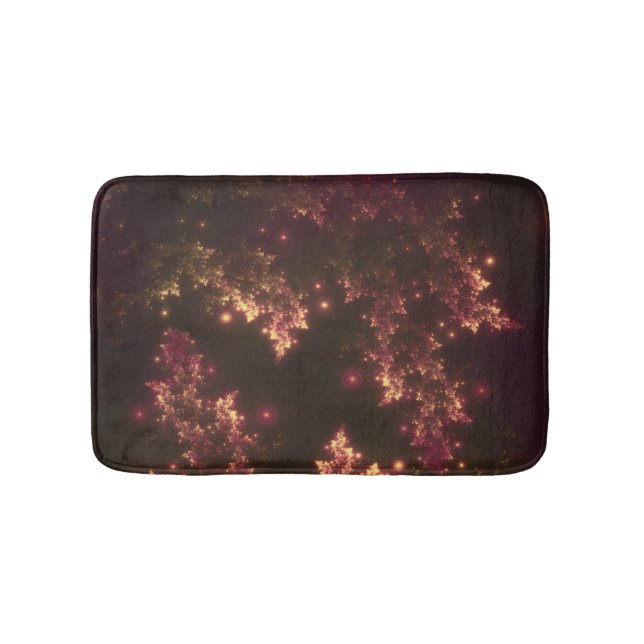 Bath Mat Fractal Leaves Red Glow (Front)