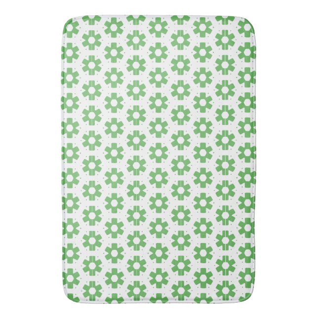 Bath Mat (L) - Green Florets Bath Mats (Front Vertical)