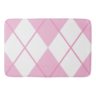 Bath Mat/Pink and White Plaid Diamond Pattern Mat