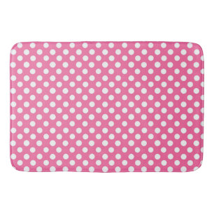 Bath Mat/Pink & White Polka Dots Bath Mat