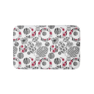 Bath Mat,Red and Black, Quilting ,Patchwork Bath Mat