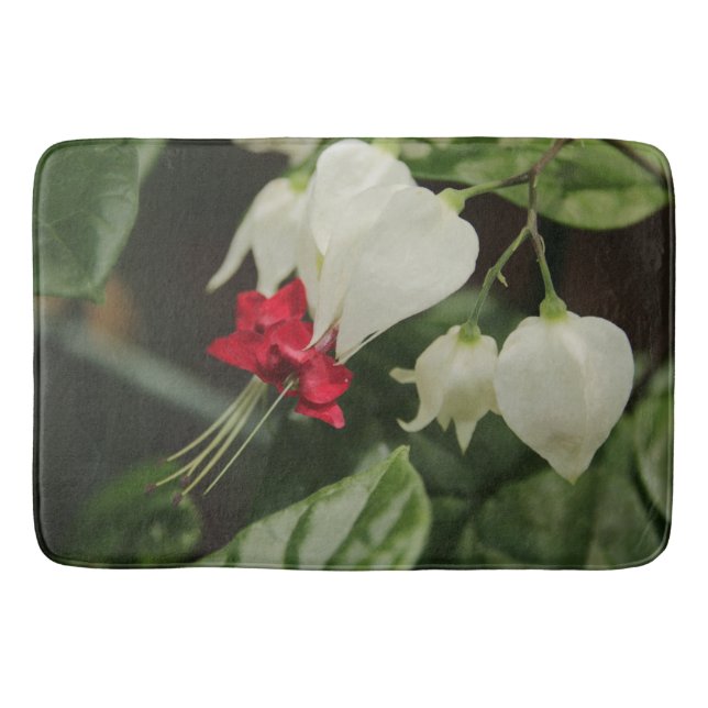  Bath Mat Red White Green Flower  (Front)